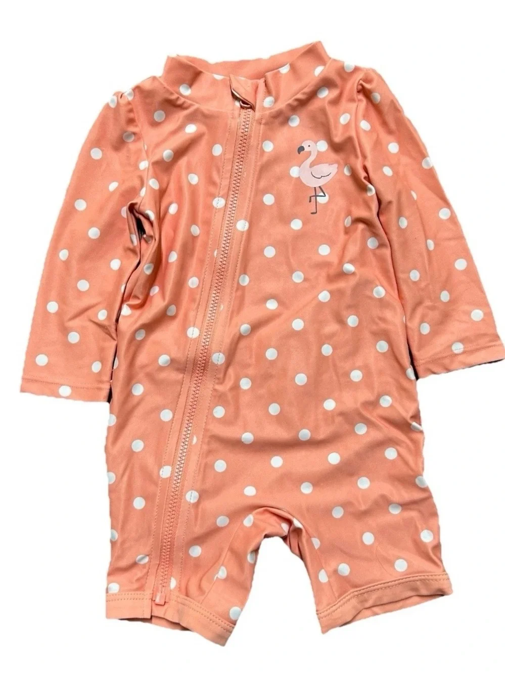 Baby Girl Summer One Piece Bathing Suit Long Sleeve Full Zip Size 3-6 Months